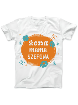 Koszulka Koszulka Damska Żona Mama Szefowa Biała - Śmieszne T-Shirty z Nadrukami ?
