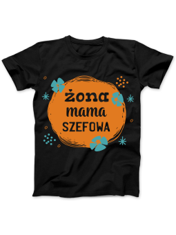 Koszulka Koszulka Damska Żona Mama Szefowa Czarna - Śmieszne T-Shirty z Nadrukami ?