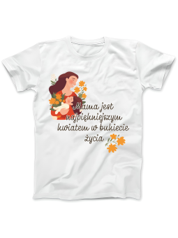 Koszulka Koszulka Damska Mama To Najpiękniejszy Kwiat Biała - Śmieszne T-Shirty z Nadrukami ?