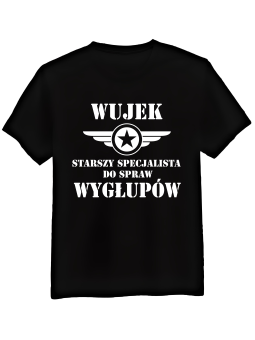 Koszulka Koszulka Męska Wujek Specjalista Do Spraw Wygłupów Czarna - Śmieszne T-Shirty z Nadrukami ?