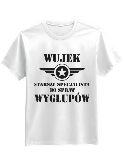 Koszulka Koszulka Męska Wujek Specjalista Do Spraw Wygłupów Biała - Śmieszne T-Shirty z Nadrukami ?