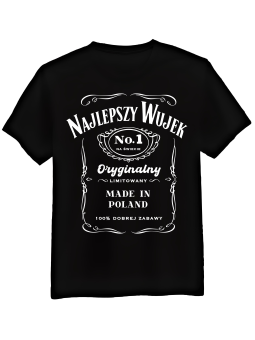 Koszulka Koszulka Męska Najlepszy Wujek  Czarna - Śmieszne T-Shirty z Nadrukami ?