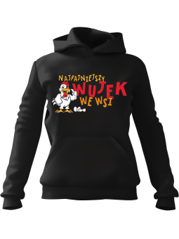 Bluza Męska z kapturem Najfajniejszy Wujek We Wsi Czarna - Śmieszne gadżety z Nadrukami ?