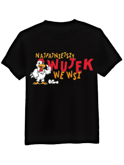 Koszulka Koszulka Męska Najfajniejszy Wujek We Wsi Czarna - Śmieszne T-Shirty z Nadrukami ?