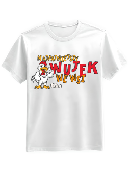 Koszulka Koszulka Męska Najfajniejszy Wujek We Wsi Biała - Śmieszne T-Shirty z Nadrukami ?