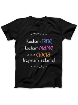 Koszulka Koszulka Damska Sztama z Ciocią Czarna - Śmieszne T-Shirty z Nadrukami ?