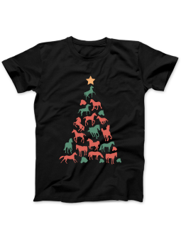 Koszulka Koszulka Damska Końska Choinka Czarna - Śmieszne T-Shirty z Nadrukami ?