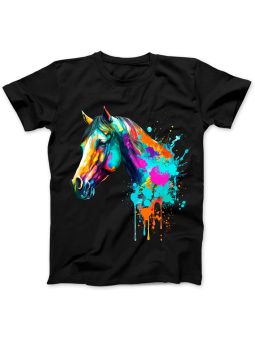 Koszulka Koszulka Damska Koń Akwarela Czarna - Śmieszne T-Shirty z Nadrukami ?