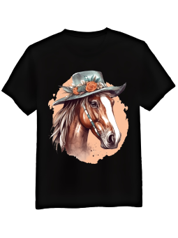 Koszulka Koszulka Męska Koń w Kapeluszu Czarna - Śmieszne T-Shirty z Nadrukami ?