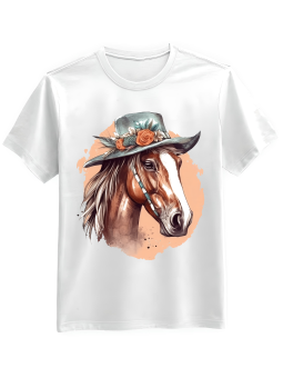 Koszulka Koszulka Męska Koń w Kapeluszu Biała - Śmieszne T-Shirty z Nadrukami ?