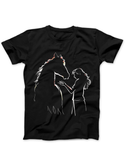 Koszulka Koszulka Damska Dziewczyna z Koniem Czarna - Śmieszne T-Shirty z Nadrukami ?