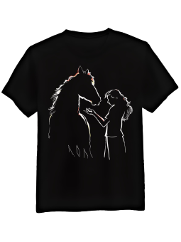 Koszulka Koszulka Męska Dziewczyna z Koniem Czarna - Śmieszne T-Shirty z Nadrukami ?