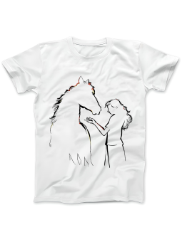 Koszulka Koszulka Damska Dziewczyna z Koniem Biała - Śmieszne T-Shirty z Nadrukami ?