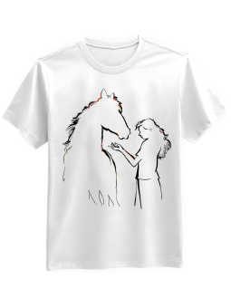 Koszulka Koszulka Męska Dziewczyna z Koniem Biała - Śmieszne T-Shirty z Nadrukami ?