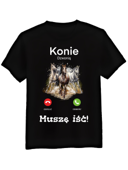 Koszulka Koszulka Męska Konie Dzwonią Czarna - Śmieszne T-Shirty z Nadrukami ?