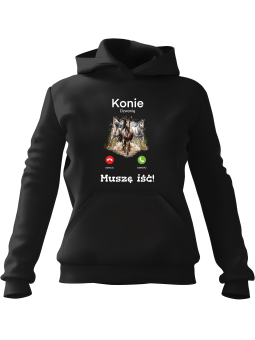 Bluza Męska z kapturem Konie Dzwonią Czarna - Śmieszne gadżety z Nadrukami ?
