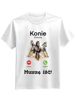 Koszulka Koszulka Męska Konie Dzwonią Biała - Śmieszne T-Shirty z Nadrukami ?