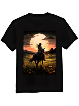 Koszulka Koszulka Męska Zachód Słońca Na Koniu Czarna - Śmieszne T-Shirty z Nadrukami ?