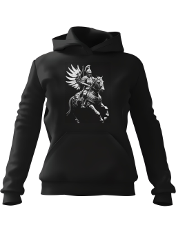 Bluza Damska z kapturem Husarz Na Koniu Czarna - Modna Odzież z Nadrukami ?