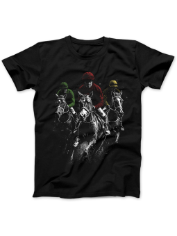 Koszulka Koszulka Damska Konie w Gonitwie Czarna - Śmieszne T-Shirty z Nadrukami ?