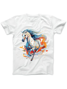 Koszulka Koszulka Damska Biały Koń Akwarela Biała - Śmieszne T-Shirty z Nadrukami ?