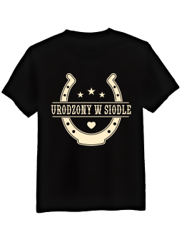 Koszulka Koszulka Męska Urodzony w Siodle Czarna - Śmieszne T-Shirty z Nadrukami ?