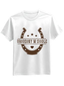 Koszulka Koszulka Męska Urodzony w Siodle Biała - Śmieszne T-Shirty z Nadrukami ?