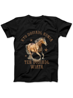 Koszulka Koszulka Damska Kto Dosiadł Konia Ten Dosiadł Wiatr Czarna - Śmieszne T-Shirty z Nadrukami ?