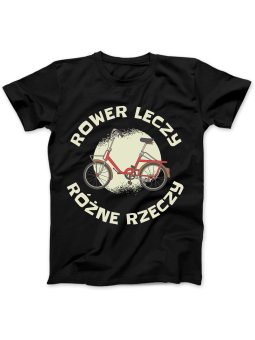 Koszulka Koszulka Damska Rower Leczy Różne Rzeczy Czarna - Śmieszne T-Shirty z Nadrukami ?