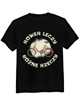 Koszulka Koszulka Męska Rower Leczy Różne Rzeczy Czarna - Śmieszne T-Shirty z Nadrukami ?