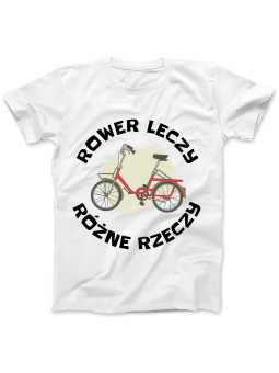 Koszulka Koszulka Damska Rower Leczy Różne Rzeczy Biała - Śmieszne T-Shirty z Nadrukami ?
