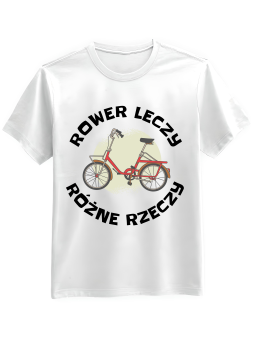 Koszulka Koszulka Męska Rower Leczy Różne Rzeczy Biała - Śmieszne T-Shirty z Nadrukami ?