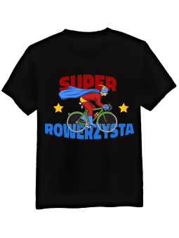 Koszulka Koszulka Męska Super Rowerzysta Czarna - Śmieszne T-Shirty z Nadrukami ?