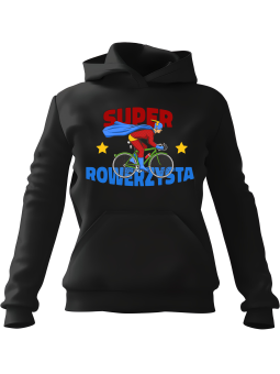 Bluza Męska z kapturem Super Rowerzysta Czarna - Śmieszne gadżety z Nadrukami ?
