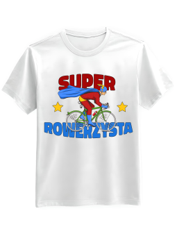 Koszulka Koszulka Męska Super Rowerzysta Biała - Śmieszne T-Shirty z Nadrukami ?