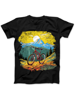 Koszulka Koszulka Damska Rower Na Tle Gór Czarna - Śmieszne T-Shirty z Nadrukami ?