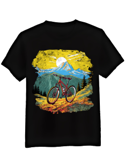 Koszulka Koszulka Męska Rower Na Tle Gór Czarna - Śmieszne T-Shirty z Nadrukami ?