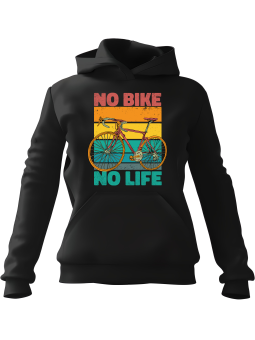 Bluza Damska z kapturem No Bike No Life Czarna - Modna Odzież z Nadrukami ?