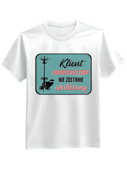 Koszulka Koszulka Męska Klient Nierozpłaszczony Biała - Śmieszne T-Shirty z Nadrukami ?