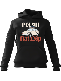 Bluza Damska z kapturem Polski Fiat 126p Czarna - Modna Odzież z Nadrukami ?