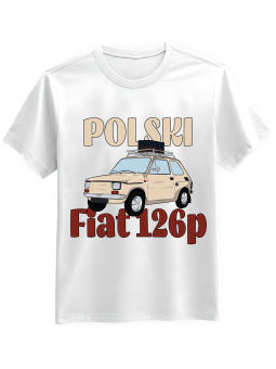Koszulka Koszulka Męska Polski Fiat 126p Biała - Śmieszne T-Shirty z Nadrukami ?