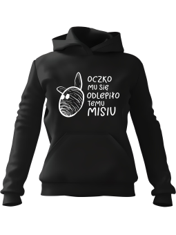 Bluza Damska z kapturem Miś Oczko Czarna - Modna Odzież z Nadrukami ?