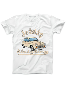 Koszulka Koszulka Damska Jeżdzę Klasykiem Biała - Śmieszne T-Shirty z Nadrukami ?