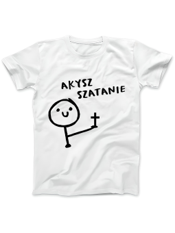 Koszulka Koszulka Damska Akysz Szatanie Biała - Śmieszne T-Shirty z Nadrukami ?