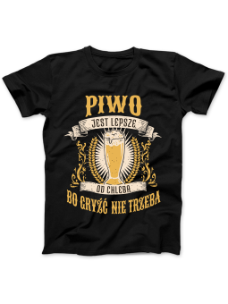 Koszulka Koszulka Damska Piwo Jest Lepsze Od Chleba Czarna - Śmieszne T-Shirty z Nadrukami ?