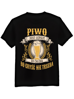 Koszulka Koszulka Męska Piwo Jest Lepsze Od Chleba Czarna - Śmieszne T-Shirty z Nadrukami ?