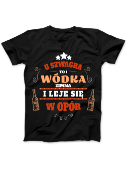 Koszulka Koszulka Damska U Szwagra Wódka Zimna Czarna - Śmieszne T-Shirty z Nadrukami ?