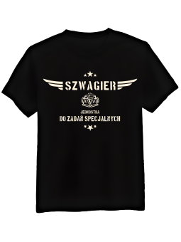 Koszulka Koszulka Męska Szwagier Jednostka Do Zadań Specjalnych Czarna - Śmieszne T-Shirty z Nadrukami ?