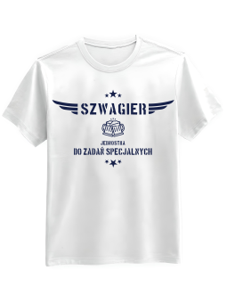 Koszulka Koszulka Męska Szwagier Jednostka Do Zadań Specjalnych Biała - Śmieszne T-Shirty z Nadrukami ?