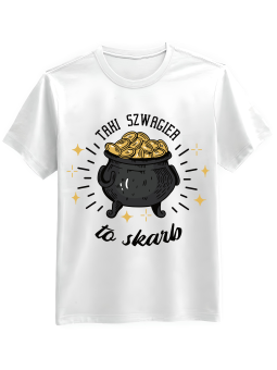 Koszulka Koszulka Męska Taki Szwagier To Skarb Biała - Śmieszne T-Shirty z Nadrukami ?